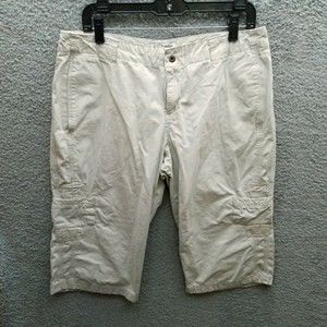 Columbia Sportswear 12 Pocket Solid Beige Cargo Shorts 33.5" 16.5" 10.25"